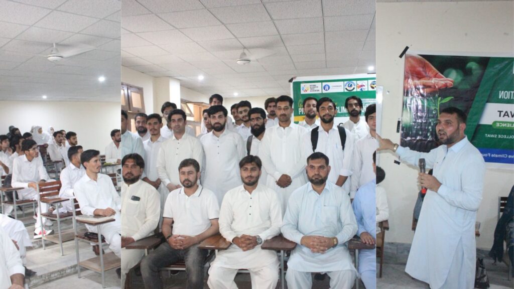 Clean and Green Swat event with youth audience, speaker addressing, and CEO in a group photo