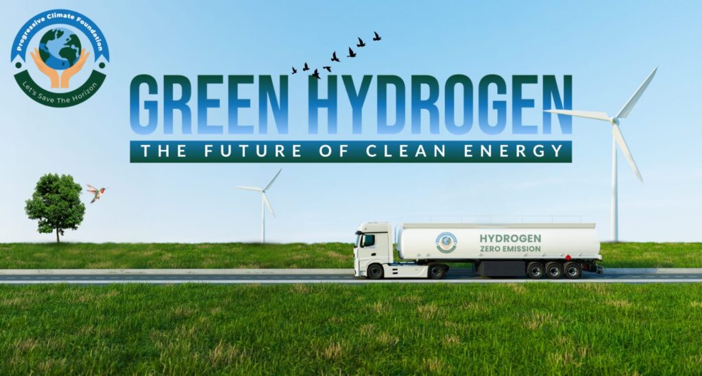 Illustration showing how green hydrogen works and supports a clean and sustainable future