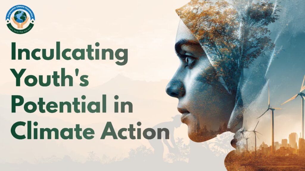 Illustration representing youth potential in climate action and environmental sustainability